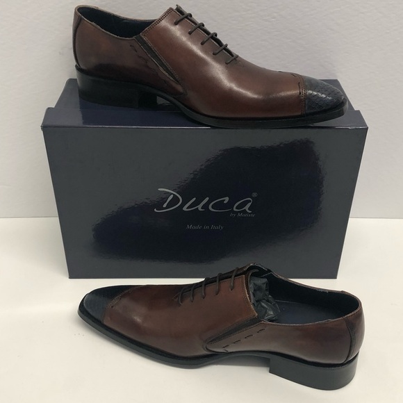 Ducas shoes Italian blue/cognac oxford point toe - Picture 3 of 4